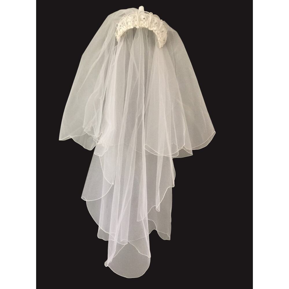 Vintage Wedding Bridal Veil Rhinestone Pearls